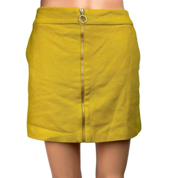 Promod Mustard Yellow Zip Front Pencil Straight Mini Athletic Golf Skirt Size 8 - Picture 1 of 8